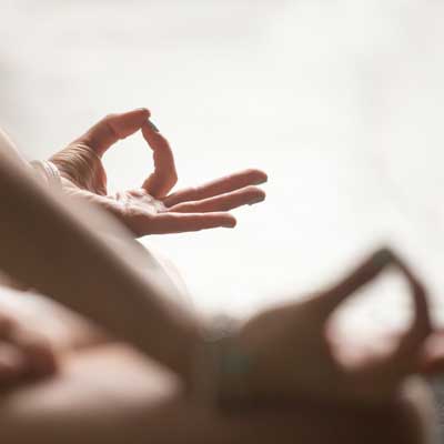 Yoga hand pose close up